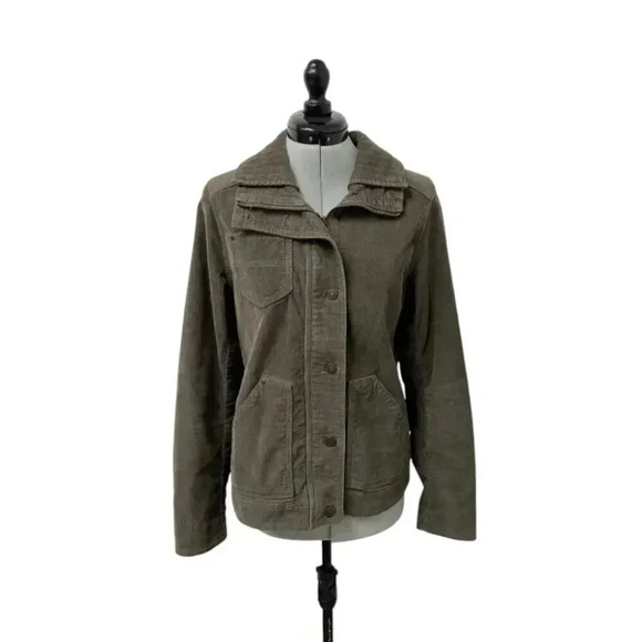 Vintage Eddie Bauer Womens S Corduroy Jacket Full Zip High Collar Elbow Patches - Picture 1 of 9